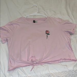 Pink rose shirt cropped